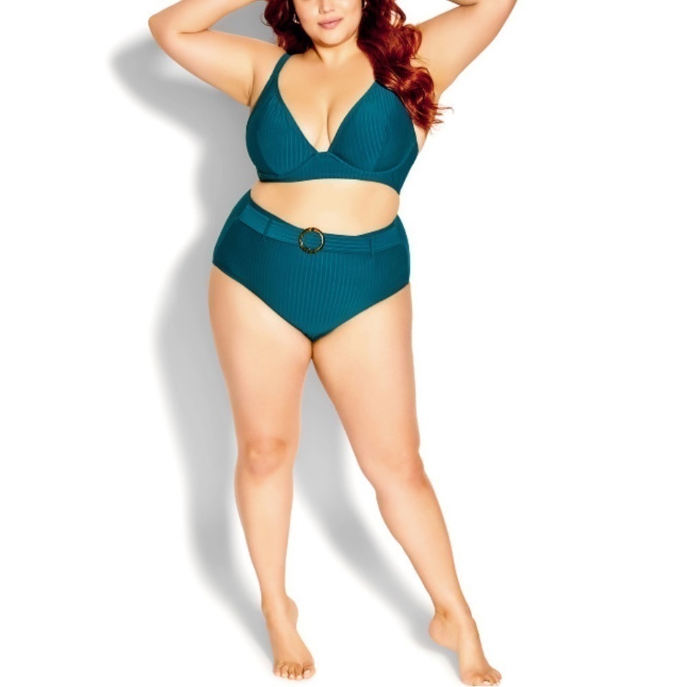 CITY CHIC 18W-22W 2 Piece Teal Java Bikini Top & Bottom Set SW98.16